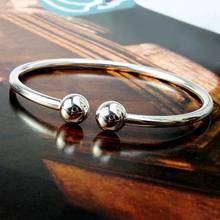 Pulseira feminina banhada a prata, bracelete de alho aberto ajustável 2024 - compre barato