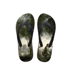 Chanclas de verano para mujer, sandalias de playa para exteriores, zapatos informales con estampado de pintura 3D, novedad 2024 - compra barato