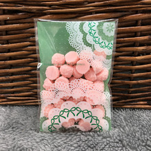 50 pces 7x10cm laço verde bowknot cookie que empacota sacos de plástico claros autoadesivos para biscoitos lanche cozimento 2024 - compre barato