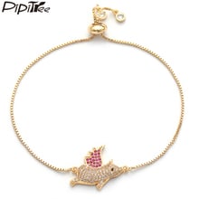 Pipitree Lucky Pink Feather Flying Pig Bracelet Animal Jewelry Gold Color Chain CZ Zircon Bracelets for Women pulsera de mujer 2024 - buy cheap