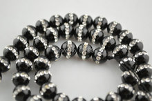 Clear Crystal Beads Paved 8mm 10mm 12mm Black Stone Round Loose Beads 2024 - buy cheap