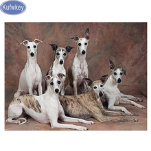 Kufwkey pintura de diamante 5d cachorro ppet quadrado completo bordado animal cachorros ponto cruz, artesanato faça você mesmo mosaico 2024 - compre barato