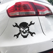 Cool Skull Car Sticker Waterproof vinyl Mechanic Wrench Fashion funny stickers for cars styling motorcycle automobiles decals 2024 - buy cheap