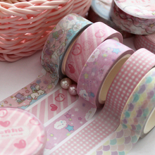 Cinta adhesiva washi de cielo estrellado de niña rosa, decoración artesanal para álbum de recortes, cinta adhesiva, 1,5 cm x 7m 2024 - compra barato