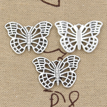 12pcs Charms Hollow Butterfly 26x18mm Antique Making Pendant fit,Vintage Tibetan Bronze Silver color,DIY Handmade Jewelry 2024 - buy cheap