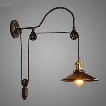 Vintage Retro Loft Wall Lamp Adjustable Iron Lifting Pulley Lamp Bedroom Study Office Restaurant Cafe Light Bra Wall Sconce 2024 - buy cheap