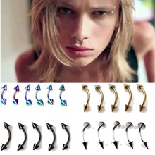 Pinksee 10 x Stainless Steel Spike Curved Barbell Eyebrow Rings Bar Tragus Body Piercing Jewelry Wholesale 2024 - buy cheap