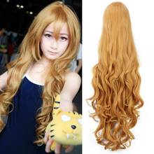 Toradora de dragão tigre! Aisaka taiga-peruca de fantasia, 100cm, longo, ondulado, dourado, marrom, resistente ao calor, para cosplay 2024 - compre barato