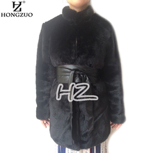 HONGZUO 2017 European Women's Fox Fur Coat Mandarin Collar Faux Fur Long Overcoat Luxury Black Plus Size Thick Outwear PC074 2024 - buy cheap
