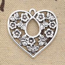 5pcs Charms Heart Flower 30x30mm Antique Making Pendant fit,Vintage Tibetan Bronze Silver color,DIY Handmade Jewelry 2024 - buy cheap
