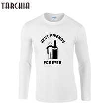 TARCHIA 2021 новые модные костюмы для мальчиков для мужчин с длинным рукавом мужская футболка Лучшие Друзья Навсегда Футболка мужская футболка 100% хлопок размера плюс Homme 2024 - купить недорого