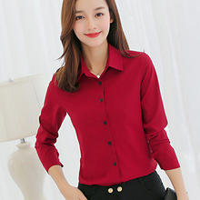 Korean Shirt Women Clothing Long Sleeve Casual Shirt Spring Summer Autumn loose Solid show thin Shirt Fashion red Top 2024 - buy cheap