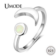 UMODE New Fashion 925 Sterling Silver White Round Opal Rings for Women Opal Stones Moon & Sun 925 Silver Jewelry ALR0709 2024 - buy cheap