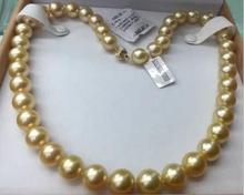 Collar de perlas de oro natural del Mar, joyería noble de 12-15mm, 14 K 2024 - compra barato