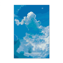 Pintura al óleo Digital de Paisaje del mar azul profundo, dibujo animado de cielo s por números, bricolaje, pintado a mano 2024 - compra barato