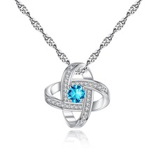 Flower shape hanging pendant necklace setting cubic zirconia water wave chain silver color necklace for women 2024 - buy cheap