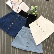 2021 Spring Summer Women Casual ALine Jeans Short Denim Skirt FrontButton High Waist Dual Pocket Harajuku Mini Sexy Miniskirts 2024 - buy cheap