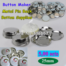 Materiais de suprimento para botão pinback de metal, 500 conjuntos de 1 "25mm, materiais de fornecimento para profissional, fabricante de botão com emblema de aço 2024 - compre barato