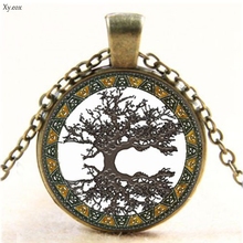 Colgante de cadena de bronce y cristal con forma de árbol de la vida, joyería Vintage 2024 - compra barato