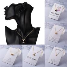 Rinhoo Make a wish White Paper Card Pine Conch 3 Birthstone Necklace Gold Color Dainty Alloy Charm Pendant Necklace Jewelry Gift 2024 - buy cheap