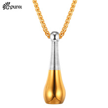 Botella de Perfume para dama, collar con colgante exclusivo, diseño elegante, accesorios románticos, color amarillo dorado, 316L, acero inoxidable, P1891G 2024 - compra barato