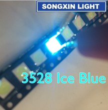 2000 unids/lote SMD LED 3528 luz azul hielo lámpara cuentas 490-495nm 1210 smd led azul hielo 3,5*2,8mm 3V 2024 - compra barato