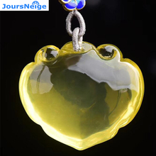 JoursNeige-colgante de cristal Natural amarillo para mujer, colgante de cerradura de bebé, cadena de suéter, collar de cristal de la suerte, joyería de moda 2024 - compra barato