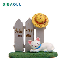 Estatueta Em Miniatura do Gatinho do Gato Do sono Chapéu Animal Da Cerca Decoração mini artesanato estátua de jardim de fadas Dos Desenhos Animados Casa de Carro Decorativo 2024 - compre barato