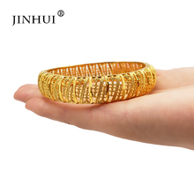 Jin Hui nuevos brazaletes para boda de Color dorado a la moda para mujeres, novia puede abrir pulseras etíope/Francia/Africano/Dubai regalos de joyería 2024 - compra barato