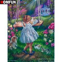 HOMFUN-pintura de diamante 5D DIY "Chica de dibujos animados", bordado de diamantes de imitación cuadrados o redondos, estilo punto de cruz 5D, decoración del hogar, A07433 2024 - compra barato