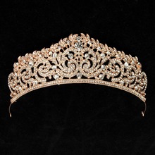 Baroque Vintage Gold Crystal Bridal Tiaras Crown Wedding Hair Accessories Bride Head Jewelry Pageant Rhinestone Diadem Hairbands 2024 - buy cheap
