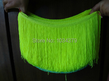 20cm 10Meters/11yards Fluorescent Green Latin Dance Apparel Thin Line Fringe Lace Trims Rayon DIY Manual Accessories 2024 - buy cheap
