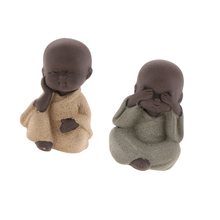 2x Ceramic Small Buddha Statue Monk Figurine Tea Pet Decorative Ornaments 2024 - buy cheap