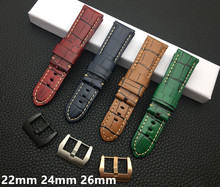 Brand quality 22mm 24mm 26mm Red Brown Blue Green retro bamboo Calf Leather Watchband for PAM441 for Panerai strap watch band 2024 - buy cheap