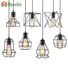 Lustre pingente de ferro vintage com 13 gaiola pequena, luminária suspensa estilo industrial de loft, bar, café, restaurante, país americano 2024 - compre barato