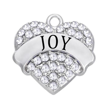 Heart-shaped metal engraving JOY label charm for rhinestone crystal jewelry pendant 2024 - buy cheap