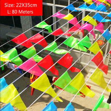 Bandeira colorida (22x35cm) 80 metros, bandeira de triângulos de casamento, guirlanda para decoração de festa, promoção de suprimentos para festa 2024 - compre barato