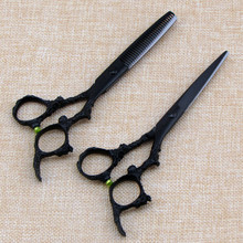 professional Japan steel 5.5 6 inch black dragon cut hair scissors haircut thinning barber cutting shears hairdressing scissors 2024 - buy cheap