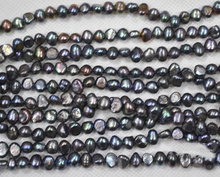 Luck-perlas sueltas AA de agua dulce, abalorios genuinos de 6-7MM, color negro barroco, una hebra completa de 14 pulgadas, de alta calidad 2024 - compra barato