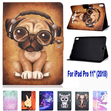 Stand Flip Case For iPad Pro 11" (2018) Smart Cover Funda For New iPad Pro 11 inch 2018 PU Leather Dog Elephant Cat Owl Pattern 2024 - buy cheap