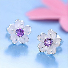 925 Sterling Silver Flower Stud Earrings Romantic Gift for Women Girls Gift  Newest Fashion Jewelry 2024 - buy cheap