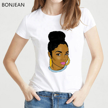 Vouge-Camiseta con estampado de chica negra para mujer, camisa de melanina Harajuku, camisetas blancas de Tumblr para mujer de los 90, tops para mujer 2024 - compra barato