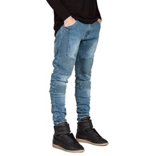 Famous Brand Men Straight Slim Fit Biker Jeans Pant Denim Trousers Jeans Men Biker Denim skinny Men Jean Blue Black Grey Pants 2024 - buy cheap