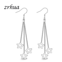 ZRHUA brillante Color plata Chic pendientes de gota niñas accesorios de boda mujeres divertida estrella de la suerte forma joyería Brincos 2024 - compra barato