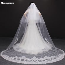 velos de novia 3 Meters 2T White&Ivory Sequins Blings Sparkling Lace Edge Purfle Long Cathedral Wedding Veils 2024 - buy cheap