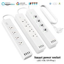 Wifi Smart Power Strip Surge Protector socket with 4 USB Ports 4 AC Plug EU UK US outlet Voice Control support alexa and Google 2024 - buy cheap