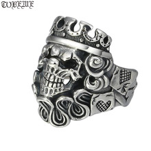 100% 925 Silver Skull Ring 925 Sterling Skeleton Man Ring Vintage Silver Clown PUNK Jewelry Ring Resizable 2024 - buy cheap