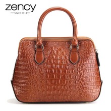 Zency Alligator Women Handbag 100% Genuine Leather Casual Tote Fashion Lady Crossbody Messenger Bag Classic Black Shoulder Purse 2024 - buy cheap