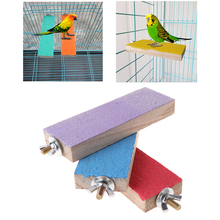 Suporte de gaiola para papagaio, gaiola de madeira colorida, pássaro moedor, pássaros, brinquedos de mastigar, 3 tamanhos c42 2024 - compre barato