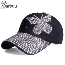 [YARBUU]Beauty caps new design popular women rhinestone denim baseball cap fashion brand woman jean crystal hip hop snapback hat 2024 - buy cheap